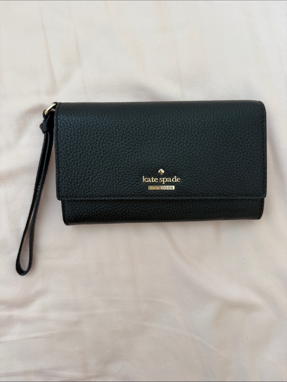 Kate Spade Black Pebbled Leather Wristlet Wallet / Clutch